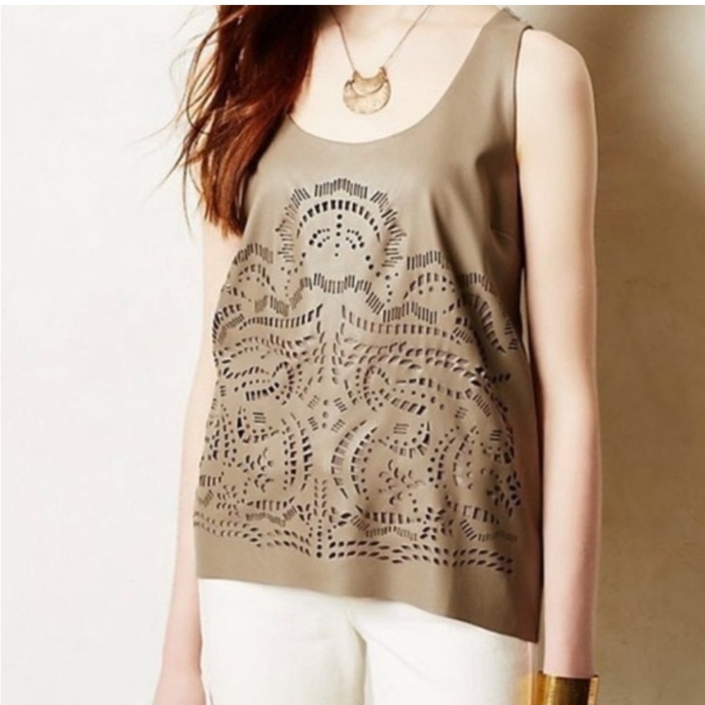 ANTHROPOLOGIE Sunday in Brooklyn Koel Lasercut Top Tank size small